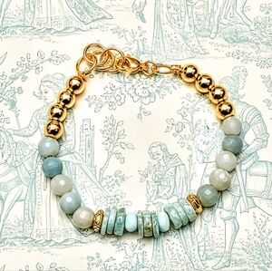 Genuine Peruvian Amazonite Bracelet W/ Beads & Chips An Artisan Handmade Design